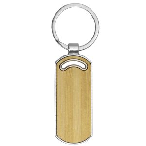 Ugo Oval Metal Bamboo Keyring